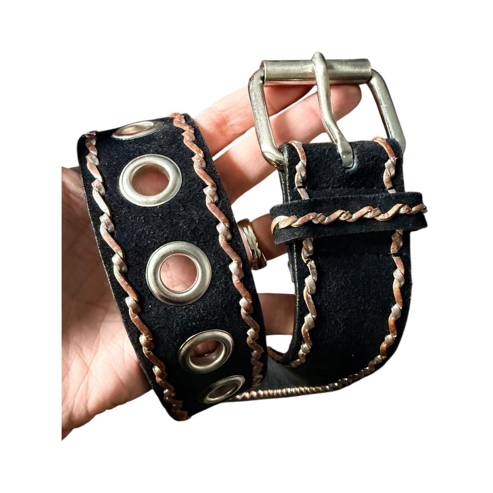 Vintage‎ suede big stitch boho rustic statement belt